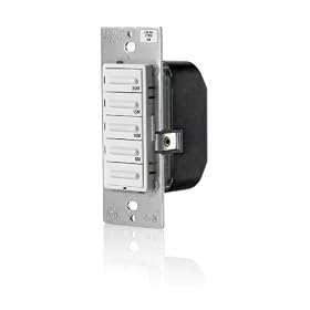 Leviton LTB30-1LZ Decora 1800W Incandescent/20A Resistive-Inductive 1HP Preset 5-10-15-30 Minute Countdown Timer Switch, White/Ivory/Light Almond