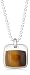 SEVEN (London) Sterling Silver SMP0039-BROWN Men's Tigers Eye Small Square Pendant on Ball Chain Necklace