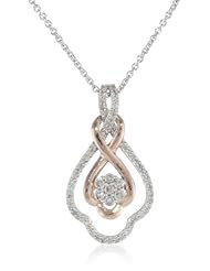 18k Rose Gold Plated Sterling Silver Diamond Drop Pendant Necklace (1/4 Cttw, I-J Color, I2-I3 Clarity), 18 Inch