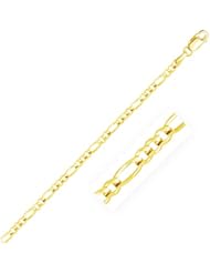 3.1mm 14K Yellow Gold Solid Figaro Bracelet