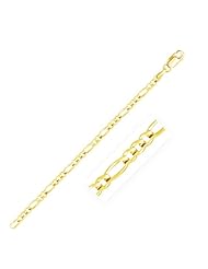 3.1mm 14K Yellow Gold Solid Figaro Bracelet