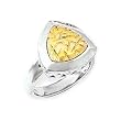 925 Silver Triangular Ring with 14k Gold Accents Sizes 6-8