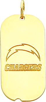 14K Gold NFL San Diego Chargers Logo Dog Tag Charm