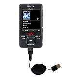 Einziehbares USB Kabel für Sony Walkman NWZ-A729 mit Hot Sync und aufladen Einsatzmöglichkeiten von Gomadic mit TipExchange Technology