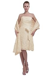 Strapless Chiffon Knee Length Short Sleeveless Sheath Ruched Lace Evening Dress/Mother-of-the-Bride Dress/Wedding Dress  With a Sash 