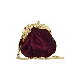 Maddalena Marconi Burgundy Velvet Evening Frame Purse w Chain Strap