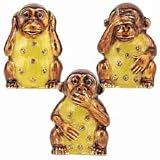 Monkeys Hear, Speak, & See No Evil Enameled Thimbles, Set of 3