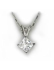 VS 0.50Ct Princess Diamond Solitaire Pendant 14K Gold Certified