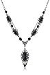 1928 Jewelry Delicate Drop Hematite Tone Onyx-Colored Hues Pendant Necklace