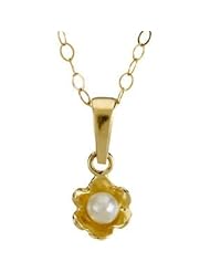 Youth Flower Necklace Pendant With 15.00 Inch Chain 14K Gold Yellow 19693