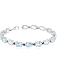 Sterling Silver Gemstone and Sapphire Bracelet, 7.5"