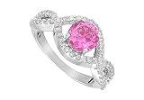 2.40ct tw Natural Diamond (G-H-SI2) & Pink Sapphire Ring in 14K White Gold