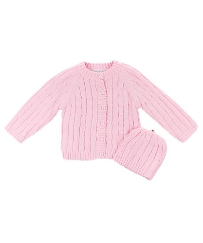 Baby Dove Girls Cable Knit Cardigan & Hat (0M - 3M)