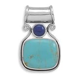 Lapis and Turquoise Sterling Silver Slide Pendant