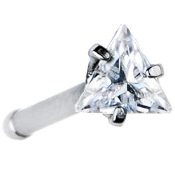 18 Gauge Clear Triangular Cubic Zirconia Nose Bone