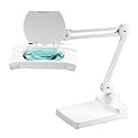 2-in-1 Spring-Arm Magnifier Desk Lamp – Large 7″ X 5″ Lens – 5