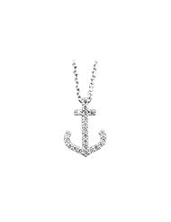 14K White Gold 0.12 ct. Diamond Anchor Necklace