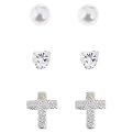 Girl's Sterling Silver Cubic Zirconia Earring Set - 3 Piece