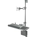 Balt Sit Stand Wall Mount Workstation with Single Monitor Arm, 90377, 51.25"H x 25.63"W x 31"D