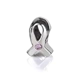 Bling Jewelry 925 Sterling Silver Breast Cancer Awareness Pink CZ Charm Bead Pandora Compatible