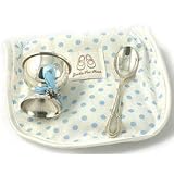 Trousseau Egg Spoon And Bib Set - Blue