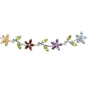 24 1 2 Carat Multi-Gemstone Sterling Silver Flower Necklace by Diamond.com