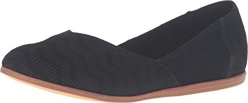 Toms Women's Jutti Flat Black Suede Chevron Embossed Casual Shoe 8 Women US