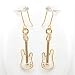 Gold Plated White Enamel Elec Guitar Earrings