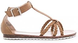 New Women's Ankle Strap Buckle T-Strap Open Toe Flat Sandal