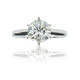Platinum Round Six Prong Solitaire Diamond Engagement Ring (4.02 ct, I Color, VS2 Clarity), Size 7