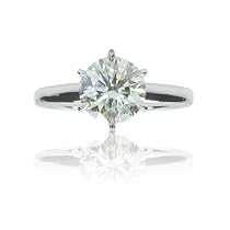 Platinum Round Six Prong Solitaire Diamond Engagement Ring (4.02 ct, I Color, VS2 Clarity), Size 7