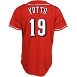 MLB Men's Cincinnati Reds Joey Votto Scarlet Alternate Short Sleeve 6 Button Synthetic Replica Baseball Jersey Spring 2012  (Scarlet, Medium)