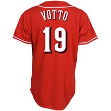 MLB Men's Cincinnati Reds Joey Votto Scarlet Alternate Short Sleeve 6 Button Synthetic Replica Baseball Jersey Spring 2012  (Scarlet, Small)