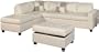 Bobkona Soft-touch Reversible Bonded Leather Match 3-Piece Sectional Sofa Set, Cream
