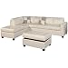 Bobkona Soft-touch Reversible Bonded Leather Match 3-Piece Sectional Sofa Set, Cream