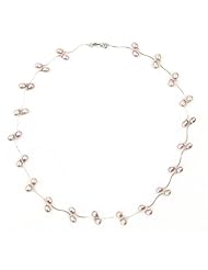 Willow Pearls Pink Freshwater Pearl Wave Sterling Silver Necklace