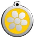 Red Dingo Dog ID Tag Flower Design 30mm Stainless Steel