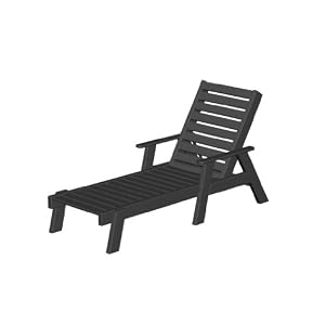 Recycled Plastic Captain Chaise Lounge w arms Frame Color: Black by