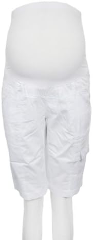 White Maternity Knee Length Cargo Shorts