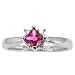 10K White Gold Pink Tourmaline and Diamond 8-Prong Ring, Size 7