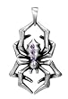 Spider Pendant with Amethyst CZ - Pewter - 1.5'' Height