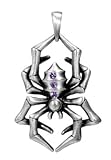 Spider Pendant with Amethyst CZ - Pewter - 1.5'' Height