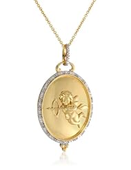 18k Gold Plated Sterling Silver Diamond Cupid Angel Pendant Necklace (1/10cttw, I-J Color, I2-I3 Clarity), 18"