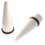 1/2" Jumbo Ear gauging taper ear stretching pair. Large White Acrylic 2 piece tapers size 1/2"