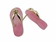 Pink Jade Flip Flop Plumeria Strap Sandal Earrings, 14k Gold
