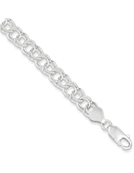 Sterling Silver 7in 7.6mm Charm Link Bracelet. Metal Wt- 10.68g
