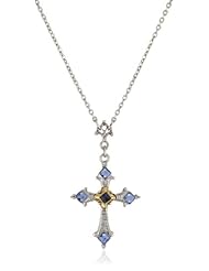 The Vatican Library Collection Antique Designed Pewter Cross Necklace