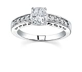 0.9 CT CUSHION DIAMOND 18K WHITE GOLD RING NEW