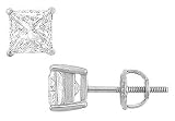 14K White Gold : Princess Cubic Zirconia Stud Earrings 5.00 CT. TGW.