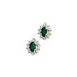 14K Yellow Gold 0.01 ct. Diamond and 6 x 4 MM Oval Shaped Emerald Earrings